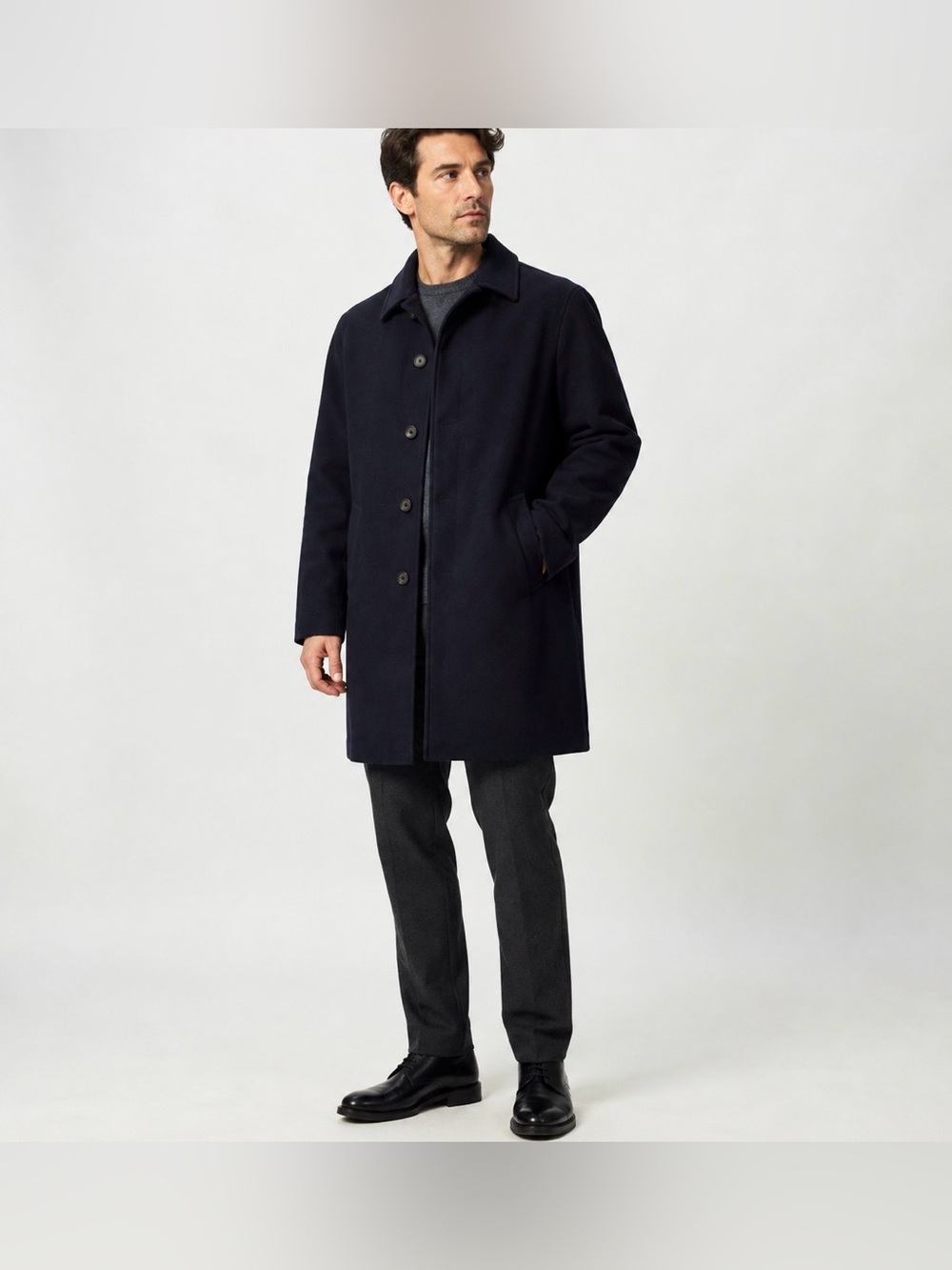 Burberry London Gianni Lambswool Cashmere Navy Overcoat